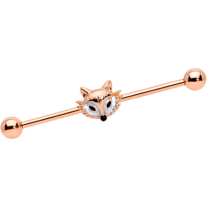 14 Gauge Rose Gold Tone Fashion Fox Industrial Barbell 38mm