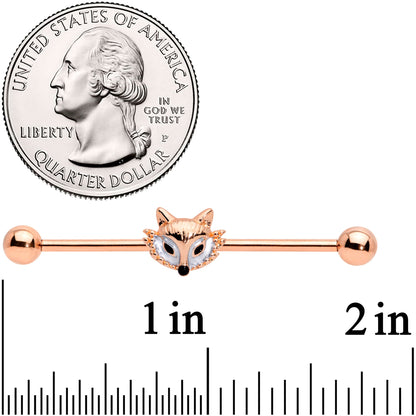 14 Gauge Rose Gold Tone Fashion Fox Industrial Barbell 38mm