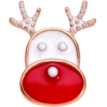 Rose Gold Tone Reindeer Red Nosed Christmas Barbell Tongue Ring