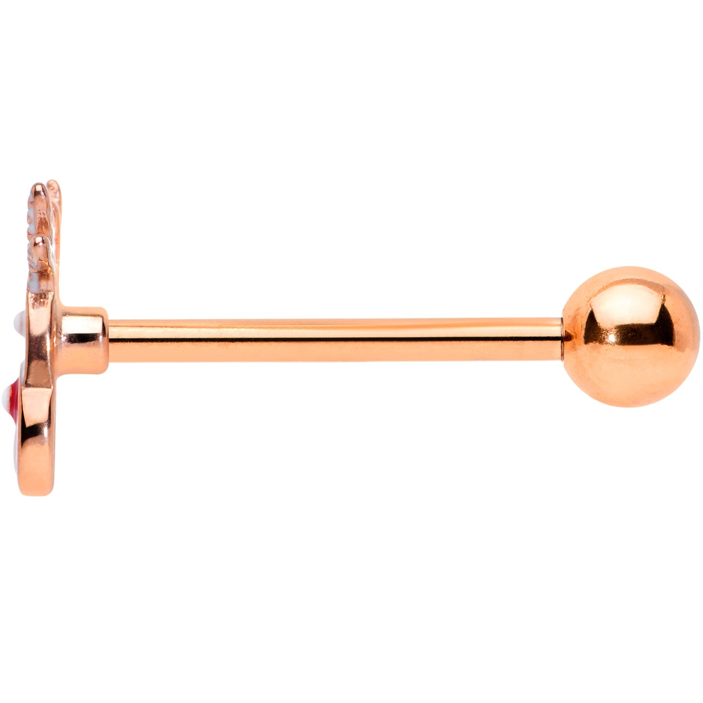 Rose Gold Tone Reindeer Red Nosed Christmas Barbell Tongue Ring