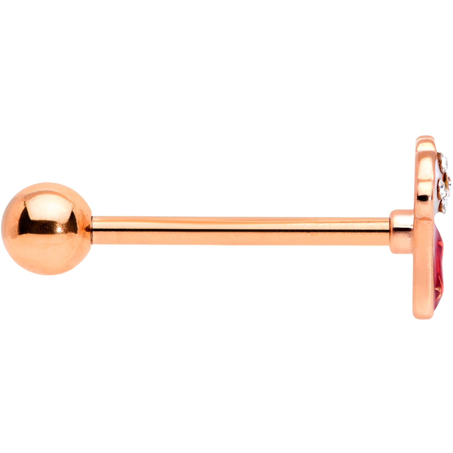 Clear CZ Gem Rose Gold Tone Christmas Stocking Barbell Tongue Ring