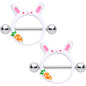 14 Gauge 9/16 Carrot White Easter Bunny Nipple Shield Set