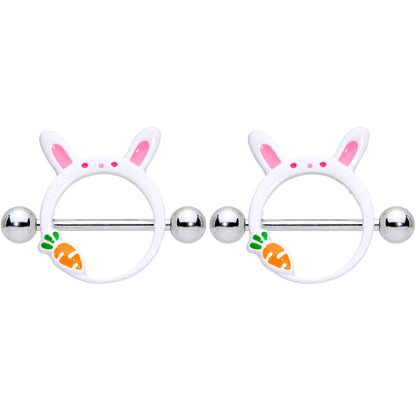 14 Gauge 9/16 Carrot White Easter Bunny Nipple Shield Set