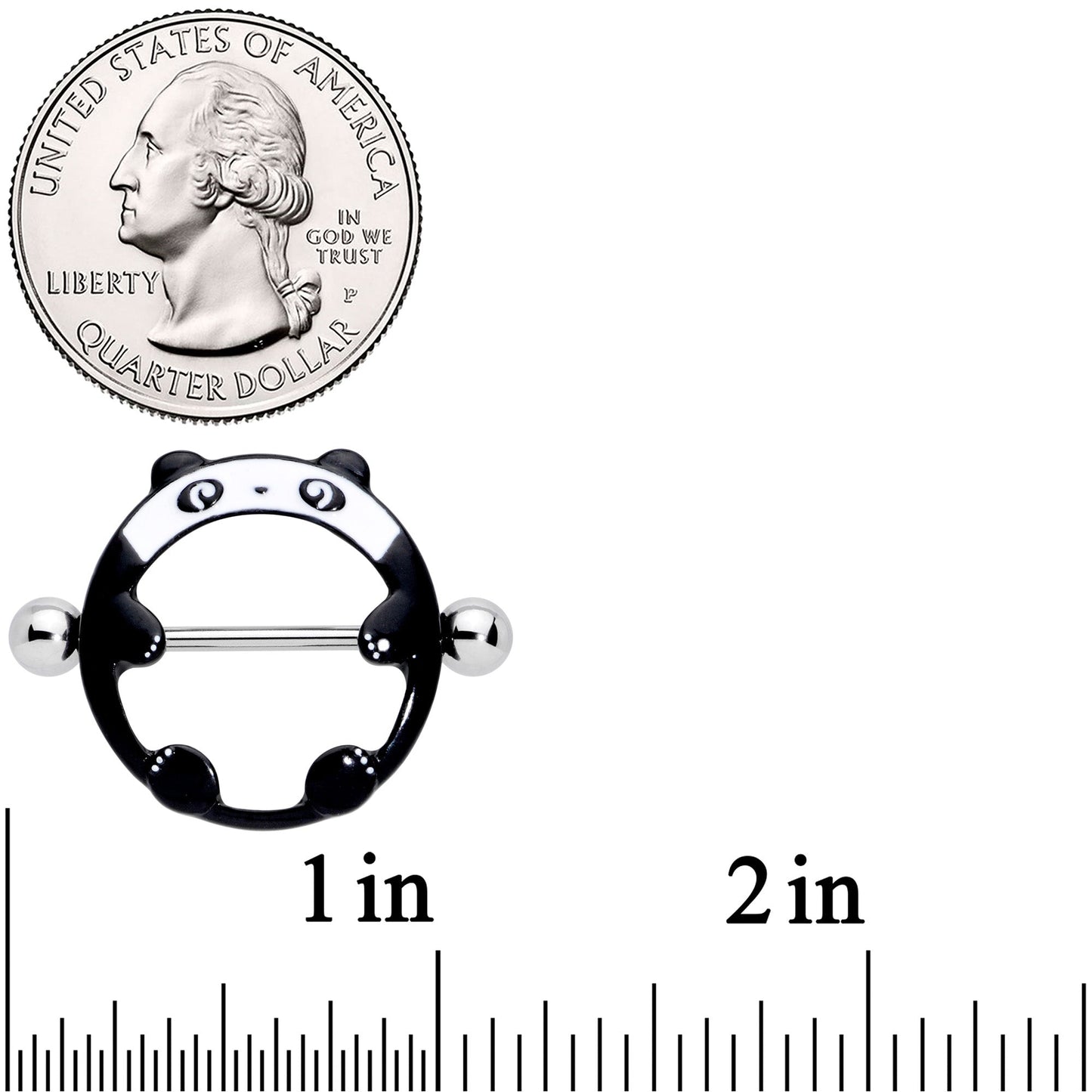 14 Gauge 11/16 Black White Round Panda Nipple Shield Set