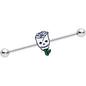 14 Gauge Skull White Rose Valentines Industrial Barbell 38mm