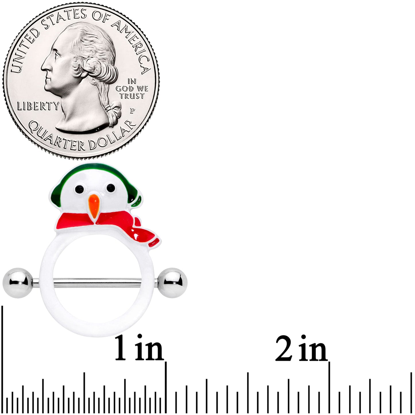 14 Gauge 9/16 Winter Snowman Christmas Nipple Shield Set