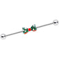 14 Gauge Green Red White Bow Christmas Industrial Barbell 38mm