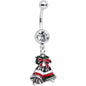 Clear Gem Red White Green Bells Christmas Dangle Belly Ring