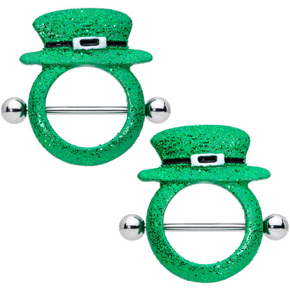 14 Gauge 11/16 Top Hat Leprechaun St Patricks Day Nipple Shield Set