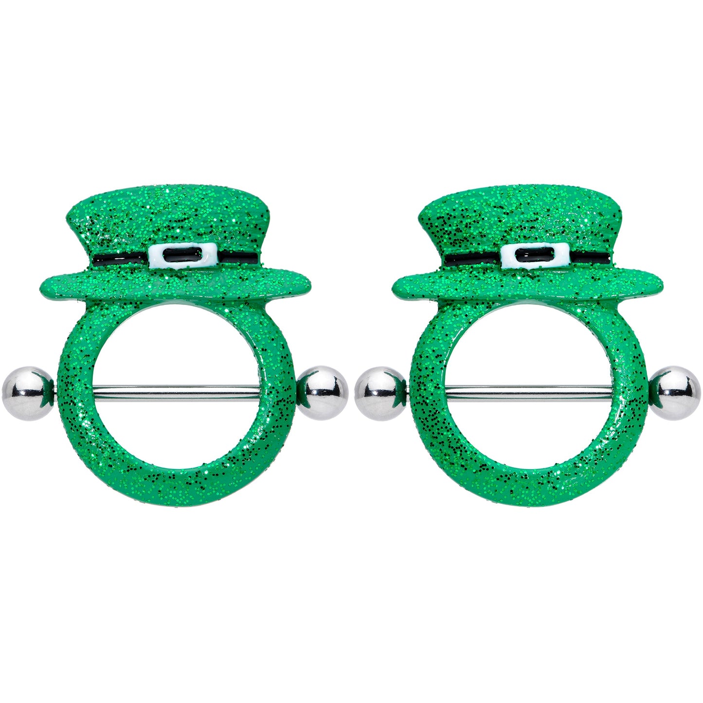 14 Gauge 11/16 Top Hat Leprechaun St Patricks Day Nipple Shield Set