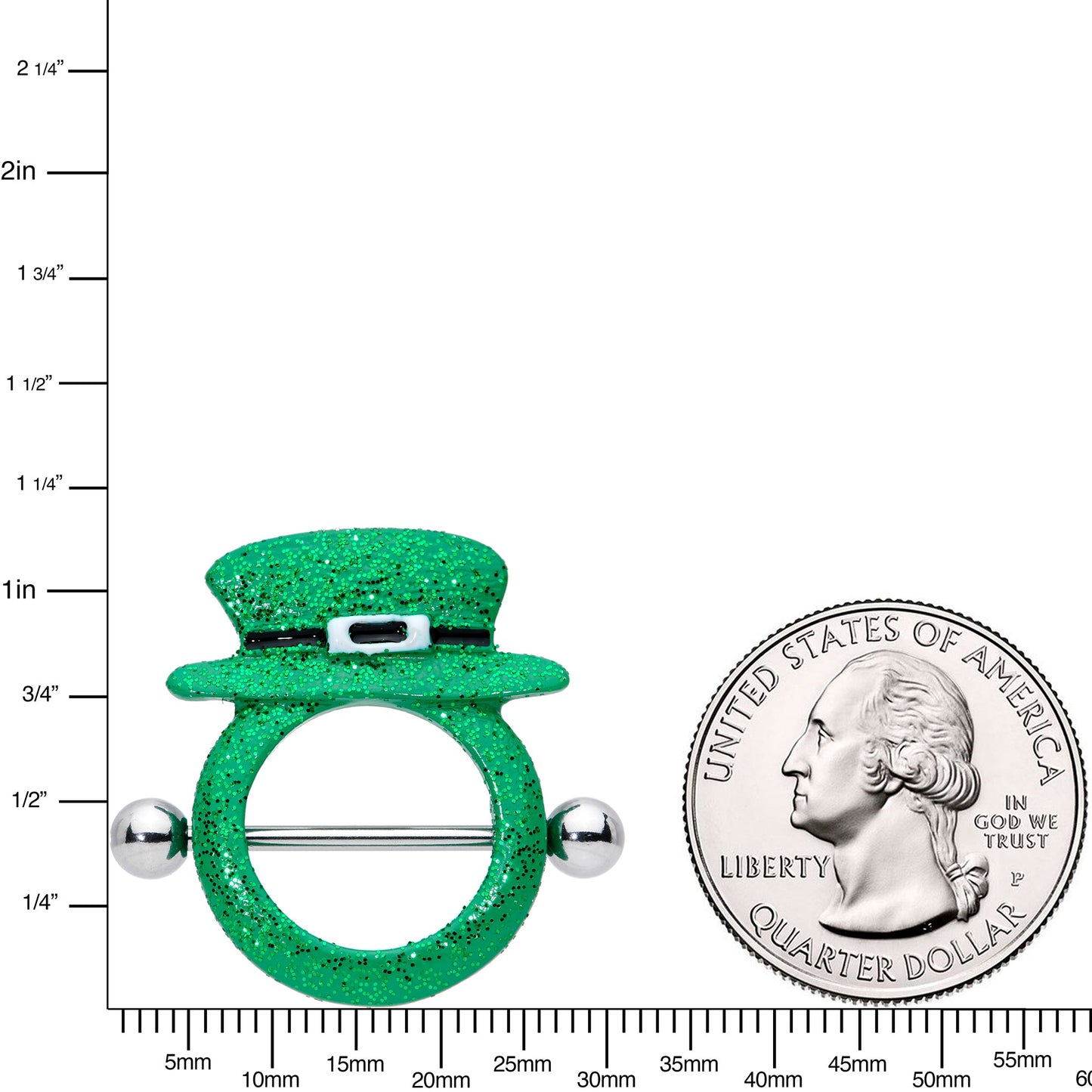 14 Gauge 11/16 Top Hat Leprechaun St Patricks Day Nipple Shield Set