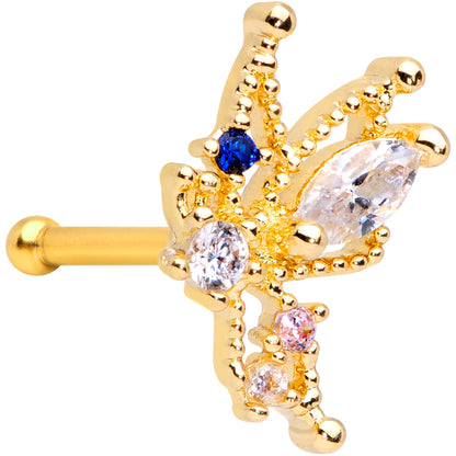 20 Gauge 1/4 Clear CZ Gem Gold Tone Star Angel Christmas Nose Bone