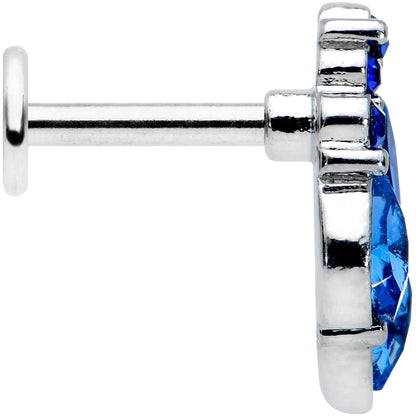 16 Gauge 1/4 Blue CZ Gem Fountain Labret Monroe Tragus