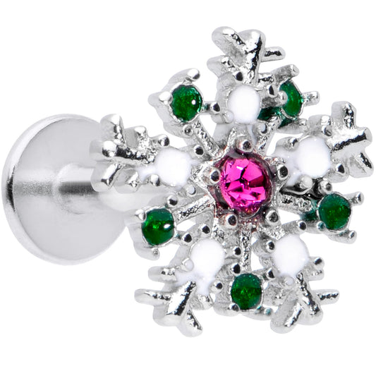 16 Gauge 5/16 Clear Pink Green Gem Snowflake Labret Monroe Tragus