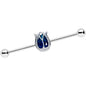 14 Gauge Blue Gem Tulip Flower Industrial Barbell 38mm