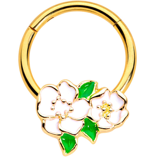 16 Gauge 5/16 Gold Tone White Spring Flowers Hinged Segment Ring