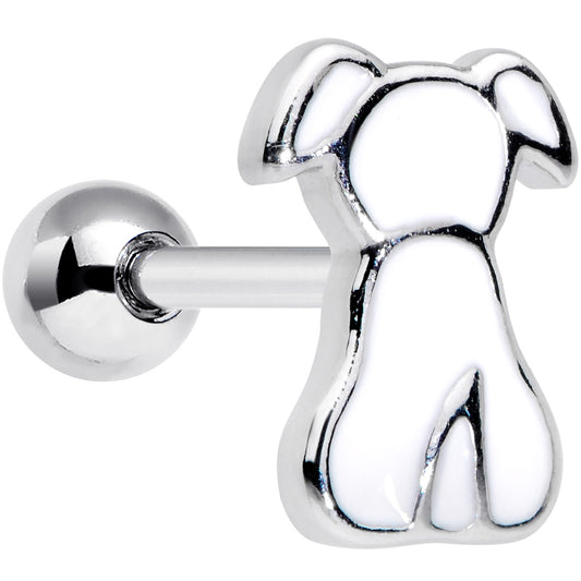 16 Gauge 1/4 White Sitting Dog Cartilage Tragus Earring