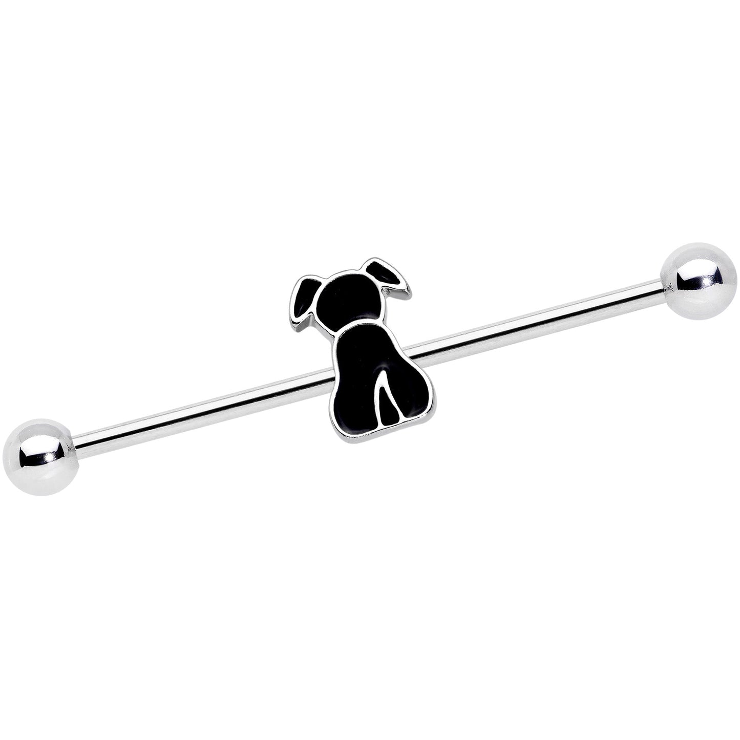 14 Gauge Black Sitting Dog Industrial Barbell 38mm