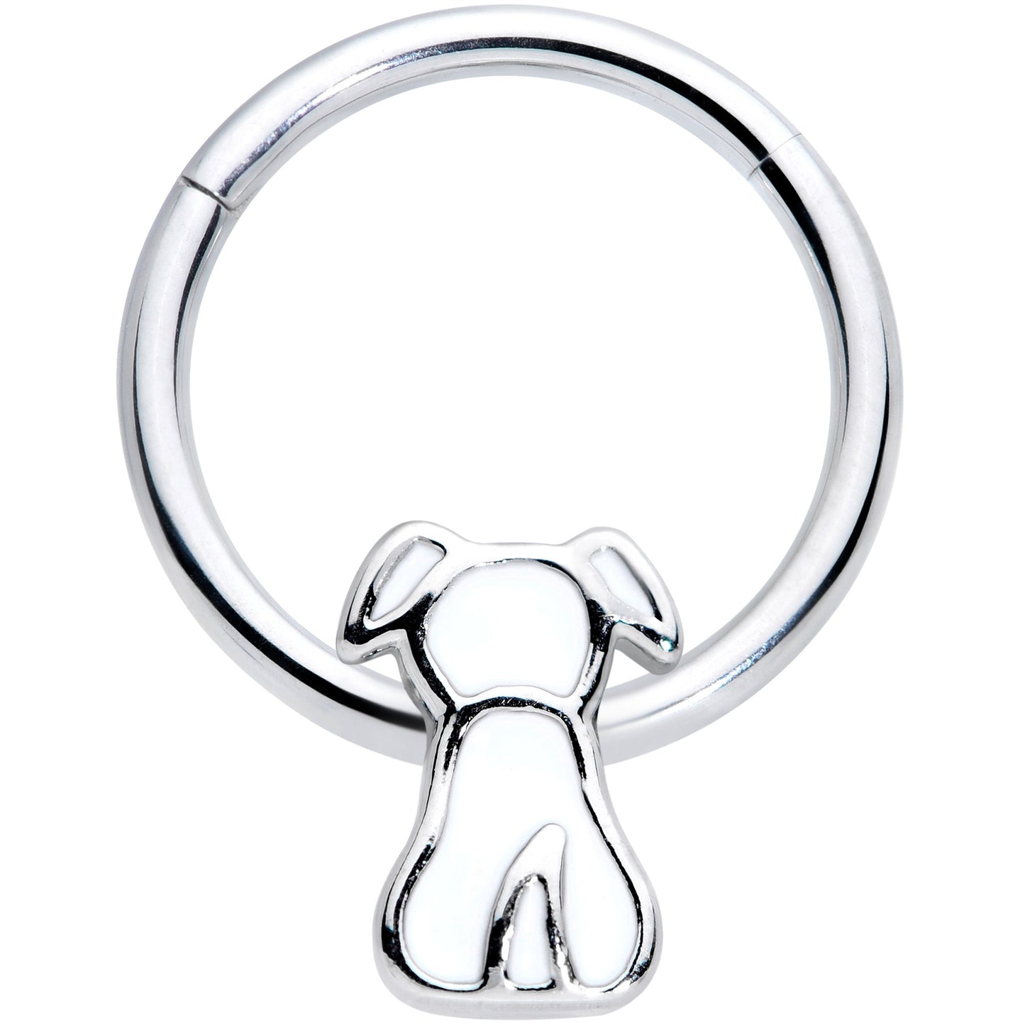 16 Gauge 3/8 White Sitting Dog Hinged Segment Ring