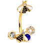 Clear CZ Gem Gold Tone Lovely Bee Belly Ring