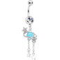 Clear Blue Gem Saturn Stars Dangle Belly Ring