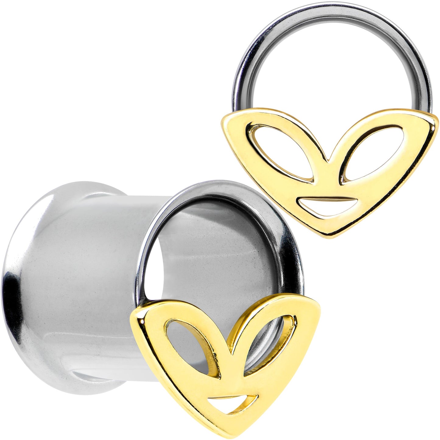 Two Tone Alien Face Double Flare Tunnel Plug Set