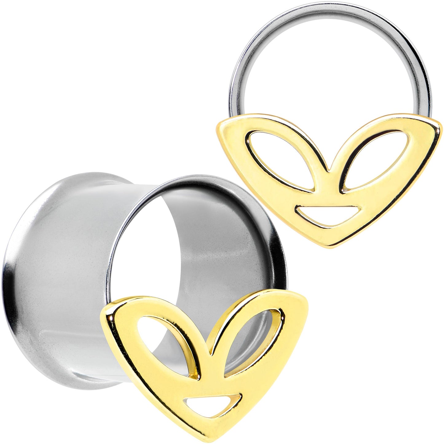 Two Tone Alien Face Double Flare Tunnel Plug Set