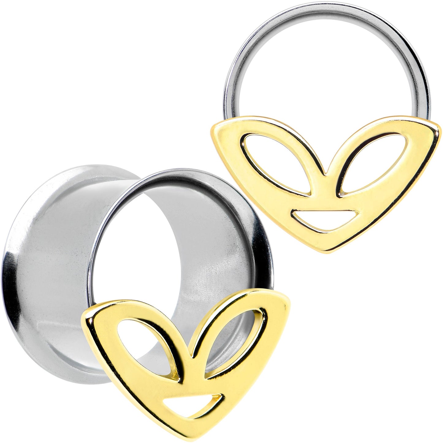 Two Tone Alien Face Double Flare Tunnel Plug Set