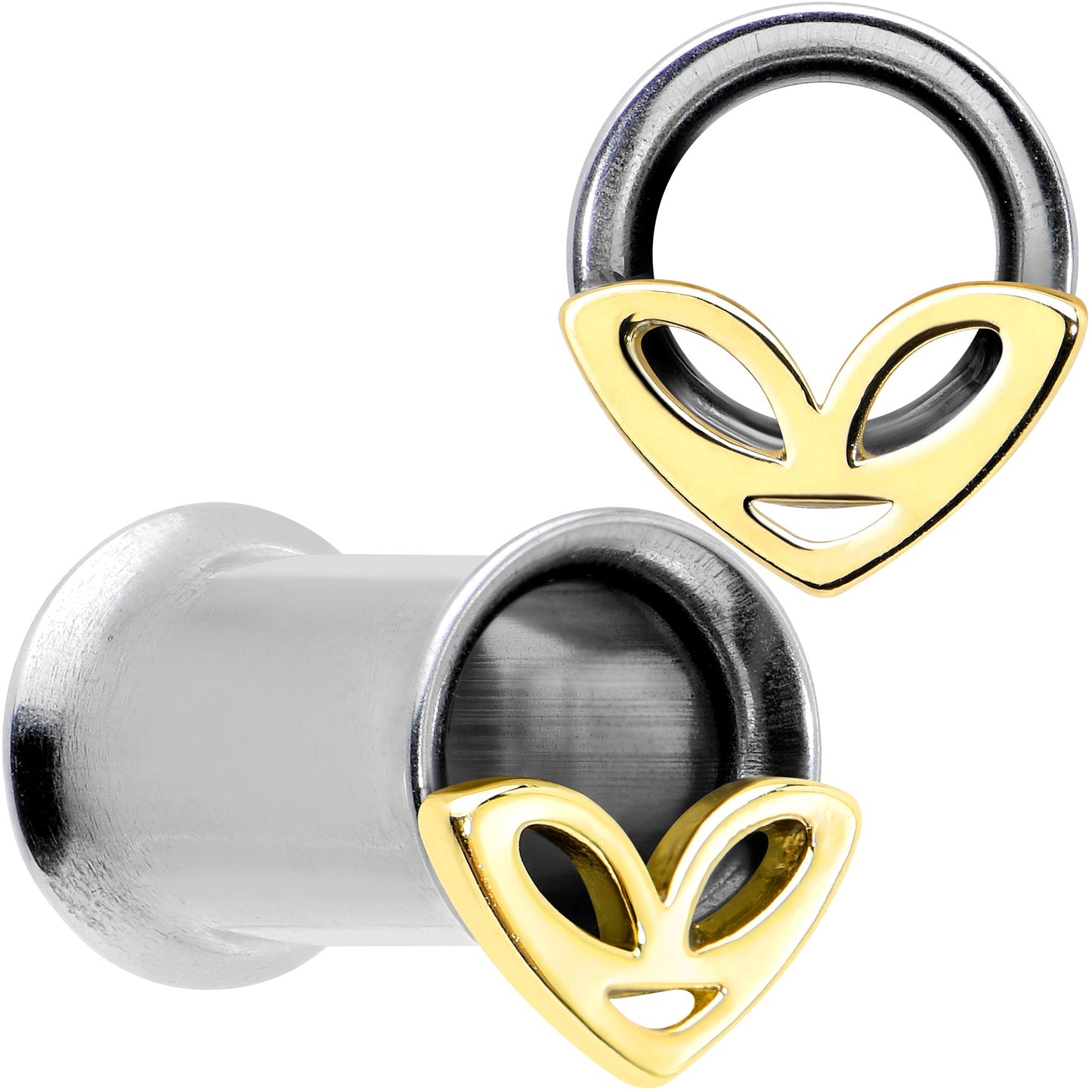 Two Tone Alien Face Double Flare Tunnel Plug Set