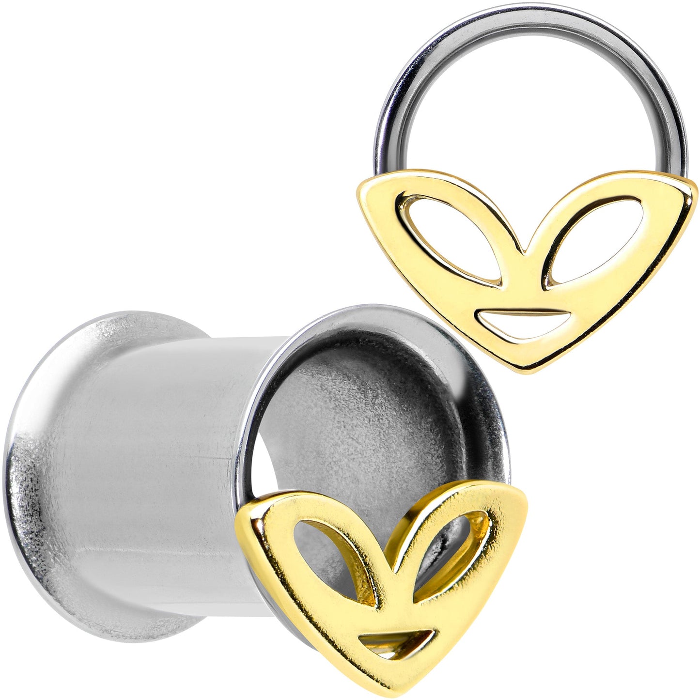 Two Tone Alien Face Double Flare Tunnel Plug Set