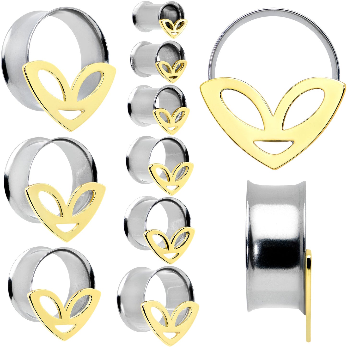 Two Tone Alien Face Double Flare Tunnel Plug Set