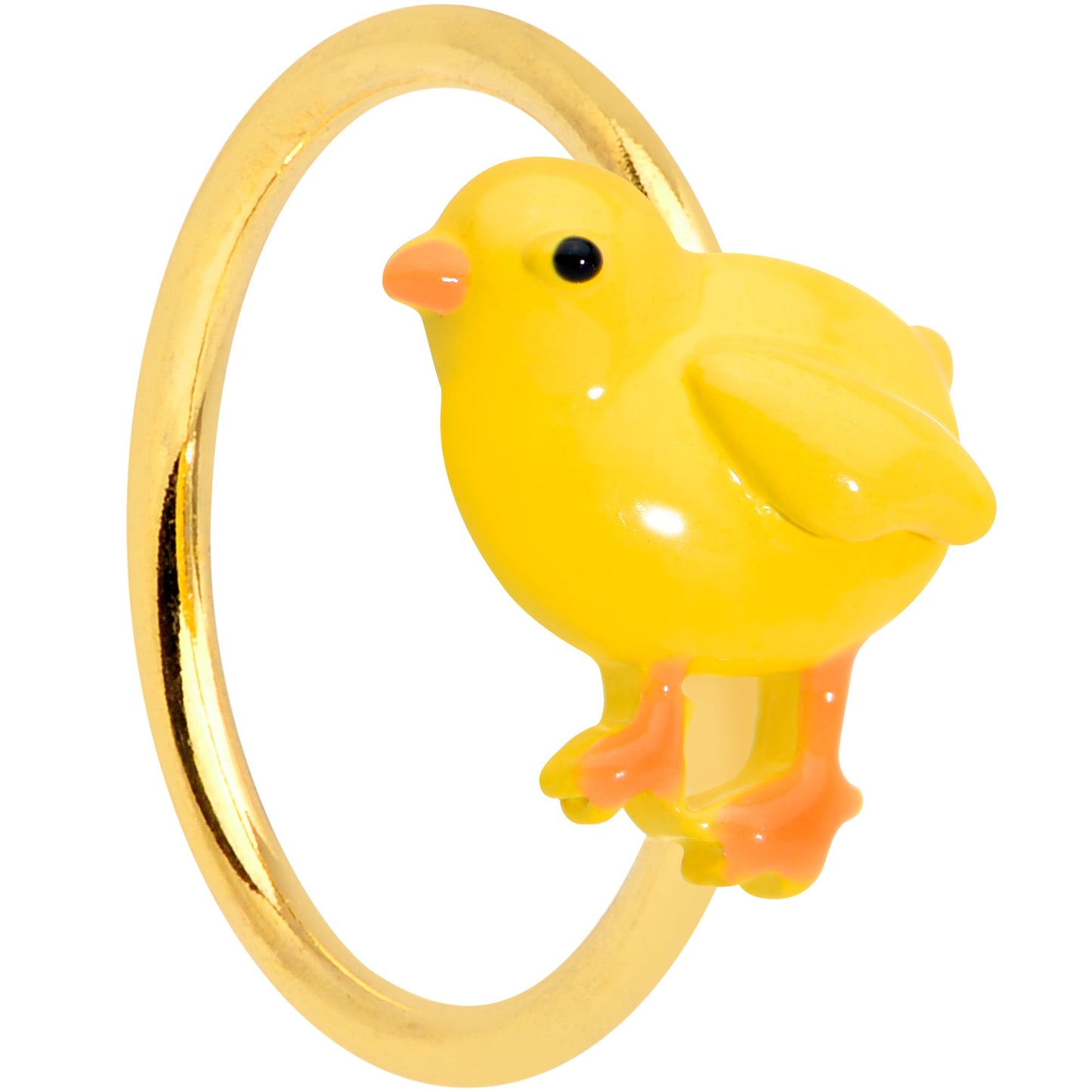 20 Gauge 5/16 Gold Tone Yellow Easter Chick Nose Hoop