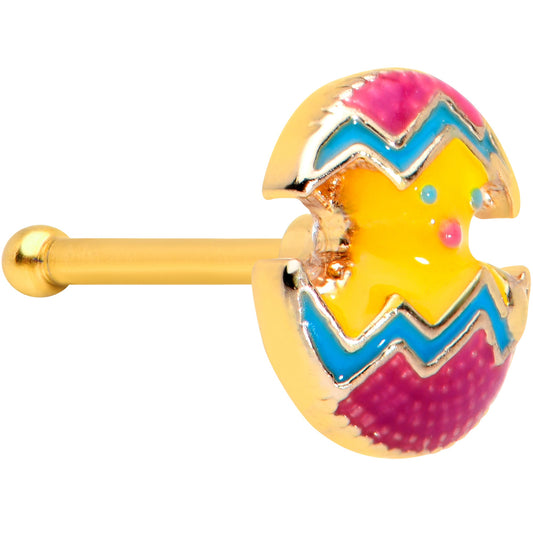 20 Gauge 1/4 Gold Tone Fancy Painted Easter Chick Nose Bone