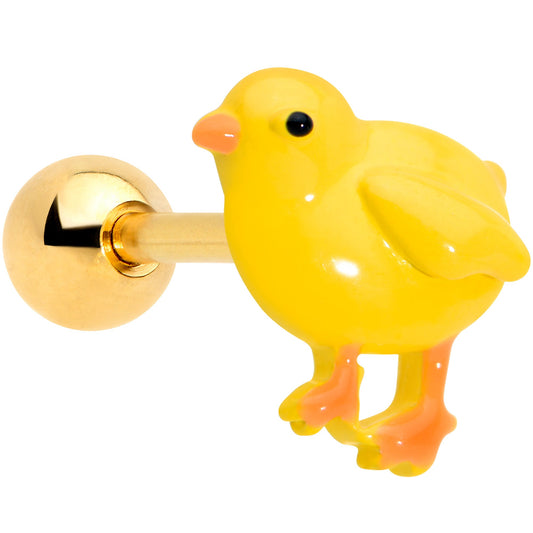 16 Gauge 1/4 Gold Tone Yellow Easter Chick Cartilage Tragus Earring