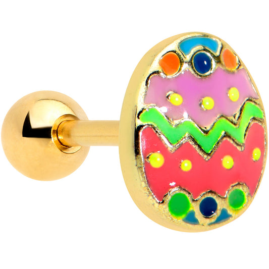 16 Gauge 1/4 Gold Tone Funky Painted Easter Egg Cartilage Tragus