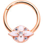 16 Gauge 3/8 Clear CZ Gem Rose Gold Hue Pink Cross Hinged Segment Ring