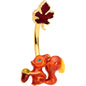 Gold Tone Happy Squirrel Maple Leaf Autumn Belly Ring