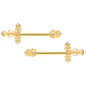 14 Gauge 9/16 Clear CZ Gem Gold Tone Scrolling Cross Nipple Ring Set