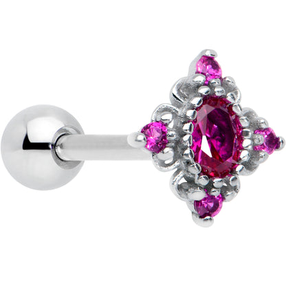 Pink Gem Rhombus Royale Barbell Tongue Ring