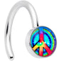 18 Gauge 5/16 Rainbow Tie Dye Peace Sign Nose Hoop