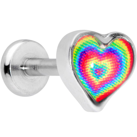 16 Gauge 5/16 Rainbow Tie Dye Heart Valentines Day Labret Tragus