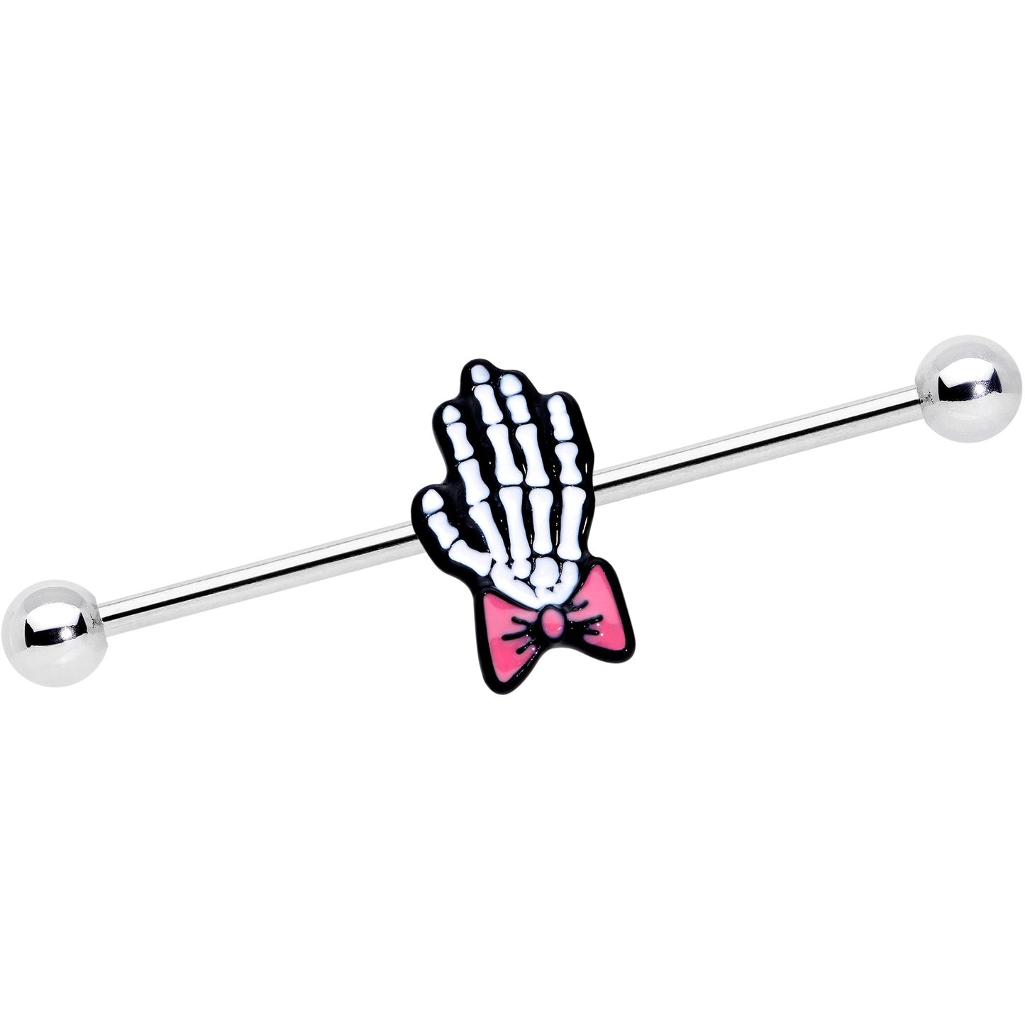 14 Gauge Skeleton Hand Bow Halloween Industrial Barbell 38mm