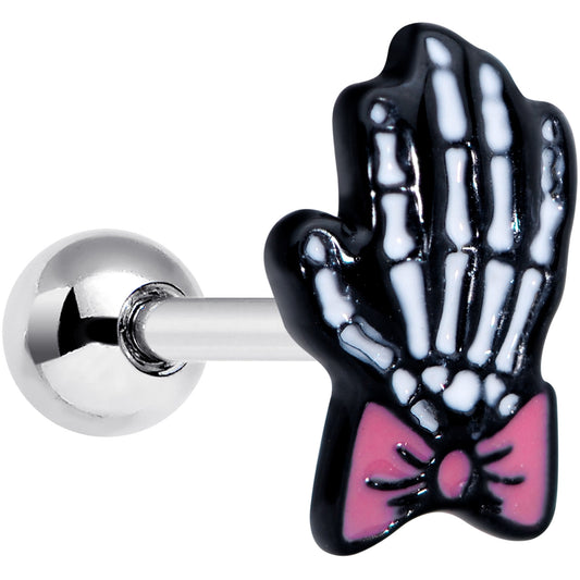 16 Gauge 1/4 Skeleton Hand Bow Halloween Cartilage Tragus Earring