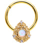 16 Gauge 3/8 White Synthetic Opal Gold Tone Elegant Hinged Segment Ring