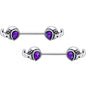 14 Gauge 9/16 Blue Faux Opal Elegant Elephant Barbell Nipple Ring Set