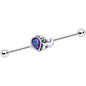 14 Gauge Blue Faux Opal Elegant Elephant Industrial Barbell 38mm