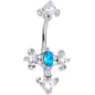 Clear Blue Gem Renaissance Cross Belly Ring