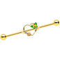 14 Gauge Clear CZ Gem Gold Tone Open Heart Sun Industrial Barbell 38mm