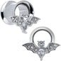 Clear Gem Bat Halloween Double Flare Tunnel Plug Set