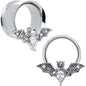 Clear Gem Bat Halloween Double Flare Tunnel Plug Set